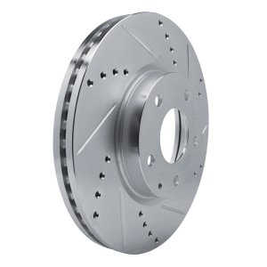 Mazda CX-5 Brake Rotor (1) - Front Right - R1 Concepts - Drilled & Slotted - Silver - `13-`19